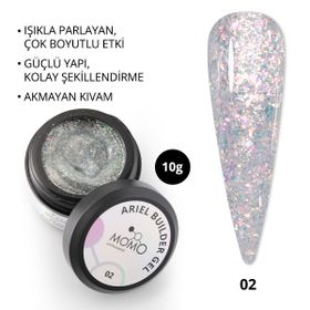 Momo Professional Nail Art No: 02 Şeffaf Holografik Pembe Yeşil Simli 10 gr Protez Tırnak Jeli