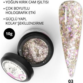 Momo Professional Nail Art No: 03 Glitter Pembe Simli 10 gr Protez Tırnak Jeli