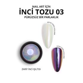 Momo Professional Nail Art No: 03 Kalıcı Oje Tırnak Süsleme Holografik Efektli Gökkuşağı Şeffaf Mor İnci Tozu