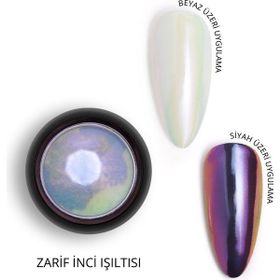 Momo Professional Nail Art No: 03 Kalıcı Oje Tırnak Süsleme Holografik Efektli Gökkuşağı Şeffaf Mor İnci Tozu