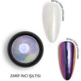 Momo Professional Nail Art No: 03 Kalıcı Oje Tırnak Süsleme Holografik Efektli Gökkuşağı Şeffaf Mor İnci Tozu
