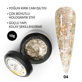 Momo Professional Nail Art No: 04 Glitter Sarı Simli 10 gr Protez Tırnak Jeli