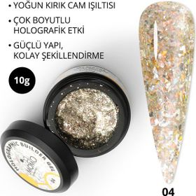 Momo Professional Nail Art No: 04 Glitter Sarı Simli 10 gr Protez Tırnak Jeli