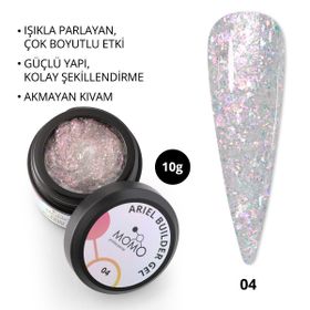 Momo Professional Nail Art No: 04 Şeffaf Holografik Pembe Sarı Simli 10 gr Protez Tırnak Jeli