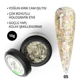 Momo Professional Nail Art No: 05 Glitter Yeşil Simli 10 gr Protez Tırnak Jeli