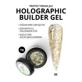Momo Professional Nail Art No: 05 Glitter Yeşil Simli 10 gr Protez Tırnak Jeli