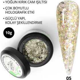 Momo Professional Nail Art No: 05 Glitter Yeşil Simli 10 gr Protez Tırnak Jeli