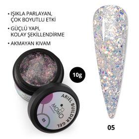Momo Professional Nail Art No: 05 Şeffaf Holografik Pembe Mavi Simli 10 gr Protez Tırnak Jeli
