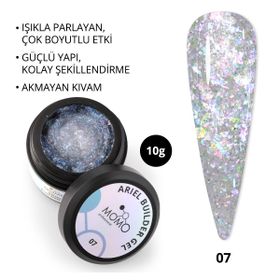 Momo Professional Nail Art No: 07 Şeffaf Holografik Mavi Mor Simli 10 gr Protez Tırnak Jeli