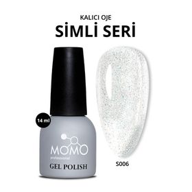 Momo Professional S006 Renkli Simli Şeffaf 14 ml Kalıcı Oje