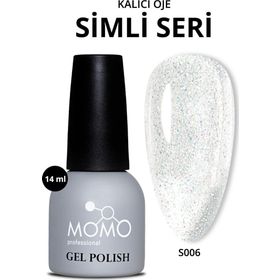 Momo Professional S006 Renkli Simli Şeffaf 14 ml Kalıcı Oje