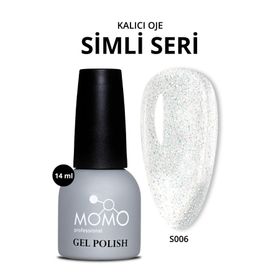 Momo Professional S006 Renkli Simli Şeffaf 14 ml Kalıcı Oje