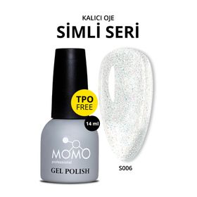 Momo Professional S006 Renkli Simli Şeffaf 14 ml Kalıcı Oje