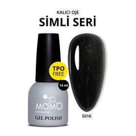 Momo Professional S016 Hafif Simli Siyah 14 ml Kalıcı Oje