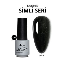Momo Professional S016 Hafif Simli Siyah 4 ml Kalıcı Oje