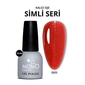 Momo S025 Simli Canlı Kırmızı 14 ml Kalıcı Oje