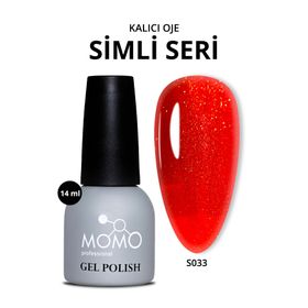 Momo S033 Altın Simli Alev Kırmızı 14 ml Kalıcı Oje