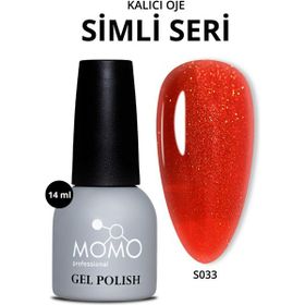 Momo S033 Altın Simli Alev Kırmızı 14 ml Kalıcı Oje