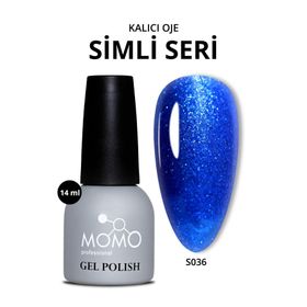 Momo S036 Simli Saks Mavi 14 ml Kalıcı Oje