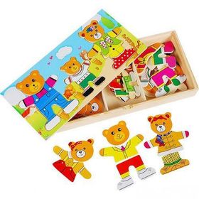 Momz Sevimli Ayı Ailesi Ahşap Yapboz