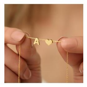 Mona Roza 925 Ayar Kişiye Özel Kalpli Harf Gümüş Kolye