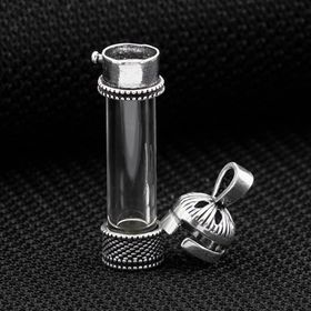 Mona Roza Açılabilir Cam Tüp Tasarımlı 925 Ayar Cevşen Dua Kabı Gümüş Kolye