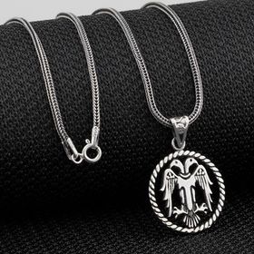 Mona Roza Çift Başlı Selçuklu Kartalı Motifli 925 Ayar Gümüş Kolye