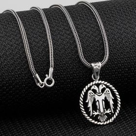 Mona Roza Çift Başlı Selçuklu Kartalı Motifli 925 Ayar Gümüş Kolye