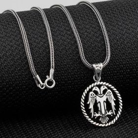 Mona Roza Çift Başlı Selçuklu Kartalı Motifli 925 Ayar Gümüş Kolye