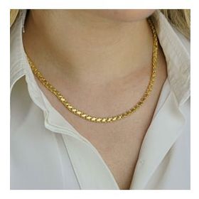Mona Roza Gümüş Altın Kaplama 4 mm 925 Ayar Gümüş Pullu Zincir 59 cm Kolye