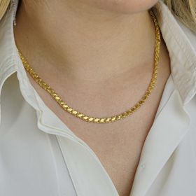 Mona Roza Gümüş Altın Kaplama 4 mm 925 Ayar Gümüş Pullu Zincir 59 cm Kolye