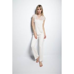 Monamise 18233 Ekru Dantelli Kadın Pijama Takımı