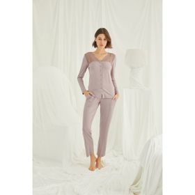Monamise 18434 Vizon Dantelli Kadın Pijama Takımı