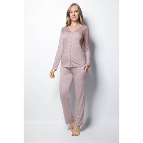 Monamise 18434 Vizon Dantelli Kadın Pijama Takımı