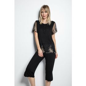 Monamise 19172 Siyah Kadın Pijama Takımı