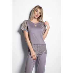 Monamise 19187 Gri Dantelli Kadın Pijama Takımı