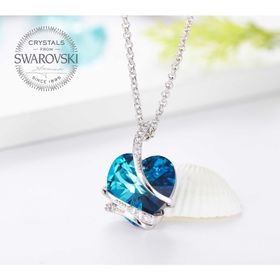 Monemel N0404 Taşlı Mavi Kalp Kolye