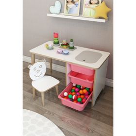 Moniev Pembe Beyaz Çocuk Etkinlik ve Çalışma Masası
