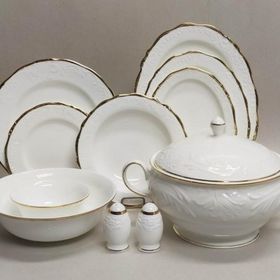Monno 2,5 mm Gold Band 59 Parça Dekor Bone China 12 Kişilik Yemek Takımı
