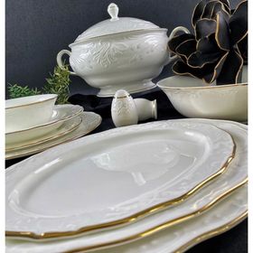 Monno 9959F08 2,5 mm Gold Band 59 Parça 12 Kişilik Bone China Yemek Takımı