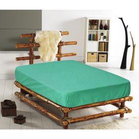 Monohome %100 Pamuklu Ranforce Fitted Lastikli Su Yeşili Çift Kişilik Çarşaf