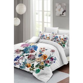 Monohome 200x220 cm Beyaz Flower Mix Çift Kişilik 3D Pamuk Saten Nevresim Takımı