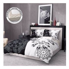 Monohome 200x220 cm Siyah Beyaz Premium Luxury Çift Kişilik 3D Pamuk Saten Nevresim Takımı