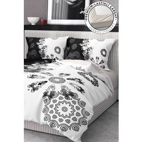 Monohome 200x220 cm Siyah Beyaz Premium Luxury Çift Kişilik 3D Pamuk Saten Nevresim Takımı