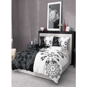 Monohome 200x220 cm Siyah Beyaz Premium Luxury Çift Kişilik 3D Pamuk Saten Nevresim Takımı