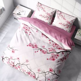 Monohome 220x240 cm King Sıze Kiraz Çiçeği 3D Pamuk Saten Çift Kişilik Nevresim Takımı