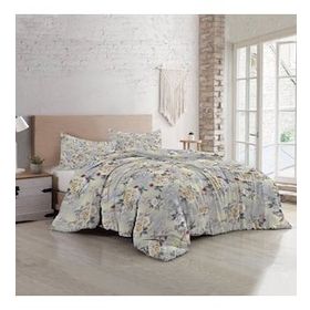 Monohome 35471 Luxury Grey Yellow Roses Pamuk Saten Çift Kişilik Nevresim Takımı