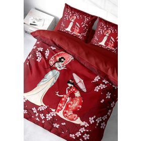 Monohome 37819 Japan Style 3D Pamuk Saten Renkli Çift Kişilik 200x220 cm Nevresim Takımı