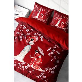 Monohome 37819 Japan Style 3D Pamuk Saten Renkli Çift Kişilik 200x220 cm Nevresim Takımı