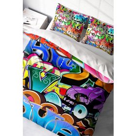 Monohome 37840 Graffiti 3D Pamuk Saten Çift Kişilik 200x220 cm Nevresim Takımı